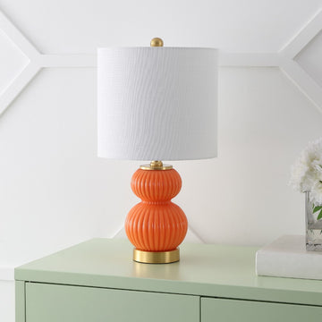 Daphne 20" Ribbed Metal/Glass LED Table Lamp